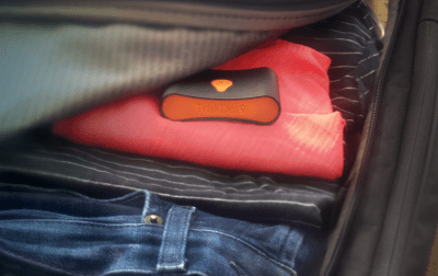 TrakDot in suitcase