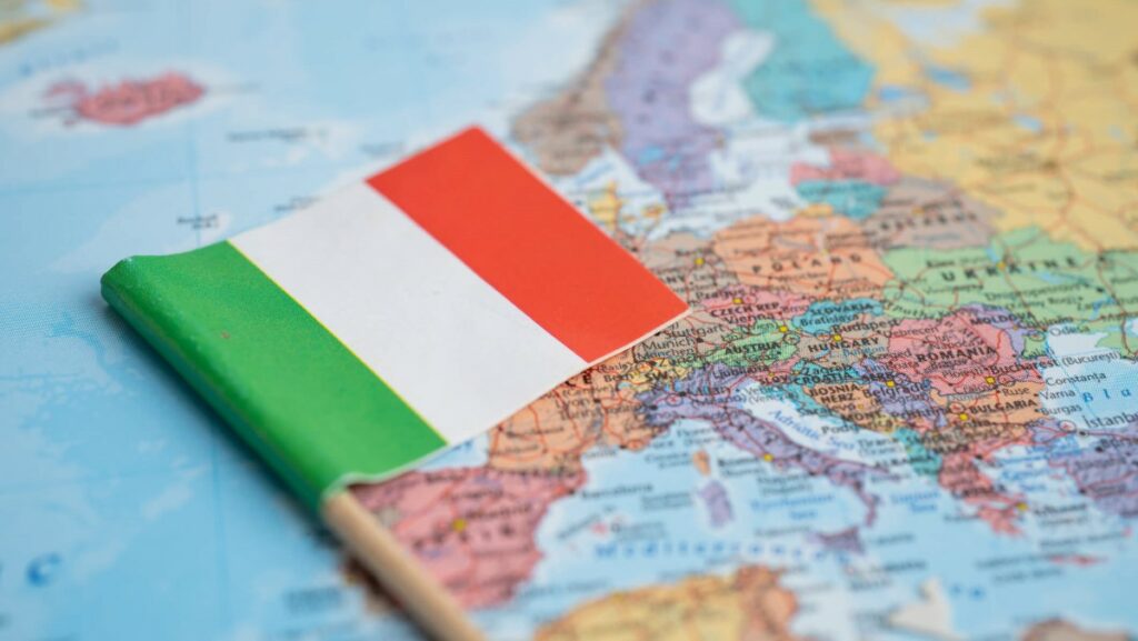 Italy Flag On World Map Background 1 1024x577 