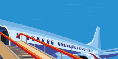 Stairs boarding aeroplane
