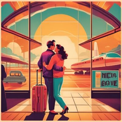 Hugging Couple at Airport
